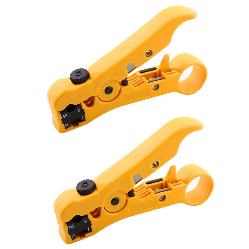 Miular Universal Coaxial Cable Stripper Cutter Stripping Tool for Flat/Round UTP Cat5 Cat6 Coax RG59 /RG6/7/11, 2 Pack - Image 1
